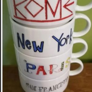 World Market Stack-able City Mugs Rome NYC San Fransisco  Paris